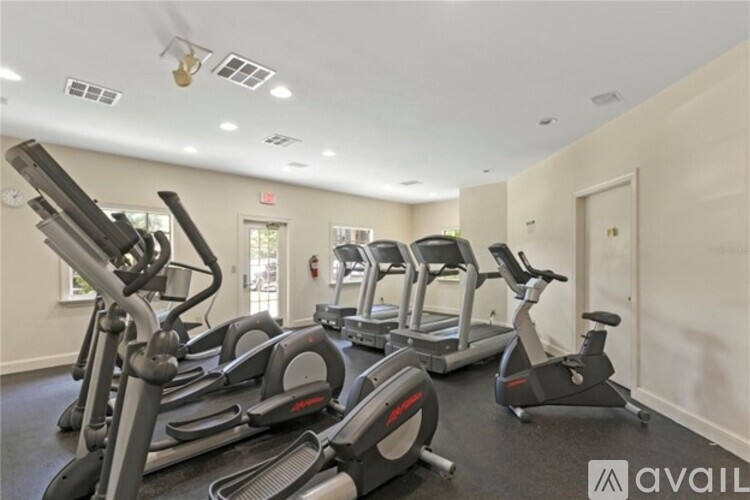 A gym with treadmills and elliptical machines.