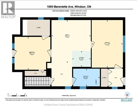 A floor plan for a property at 1069 Marentette Ave, Windsor, ON.