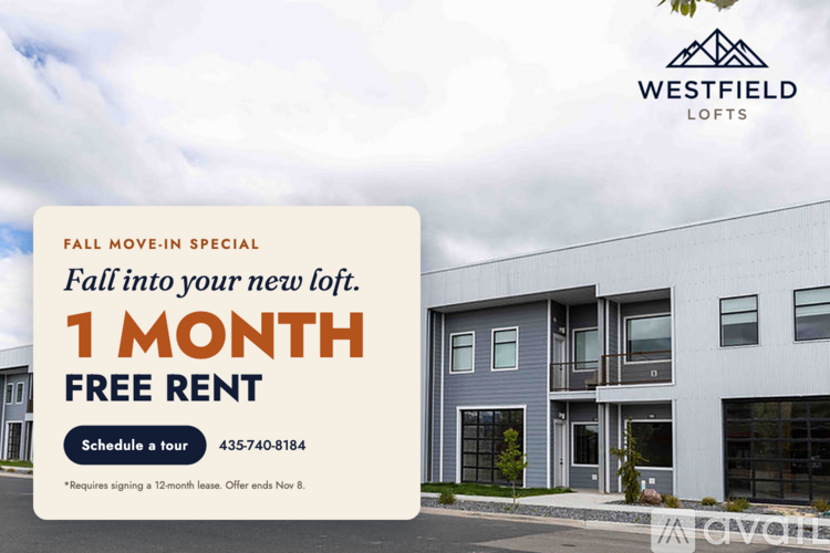 A promotional image for Westfield Lofts offering a 1 month free rent.
