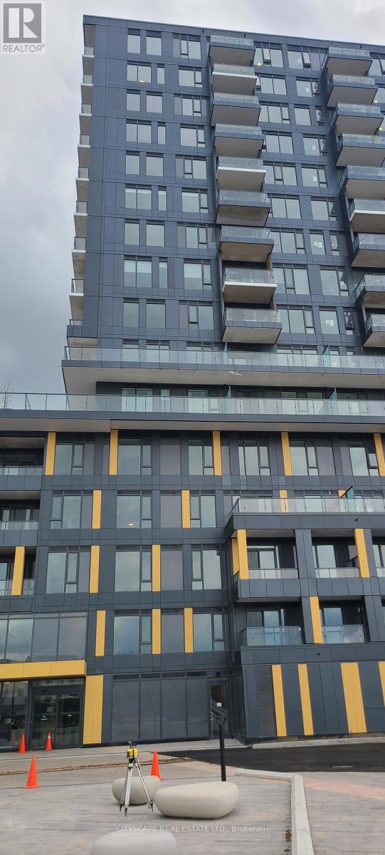 A modern building with a black and yellow facade.