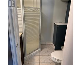 A bathroom with a toilet, a sink, and a shower.