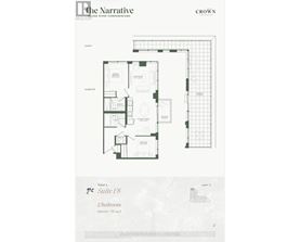 A floor plan for a 2 bedroom suite at The Narrative Crown River Condominiums.