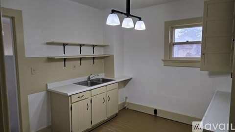A kitchen with a sink and cabinets.