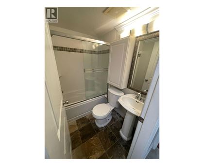 A bathroom with a toilet, sink, and shower.