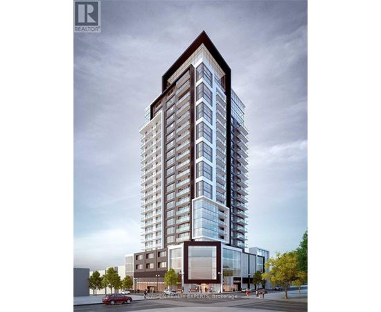 A tall building with a glass facade is the main focus of the image.