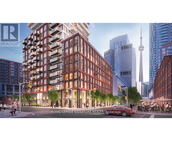 A rendering of a modern building with the words "Royal LePage Signature Realty Brokerage" on it.