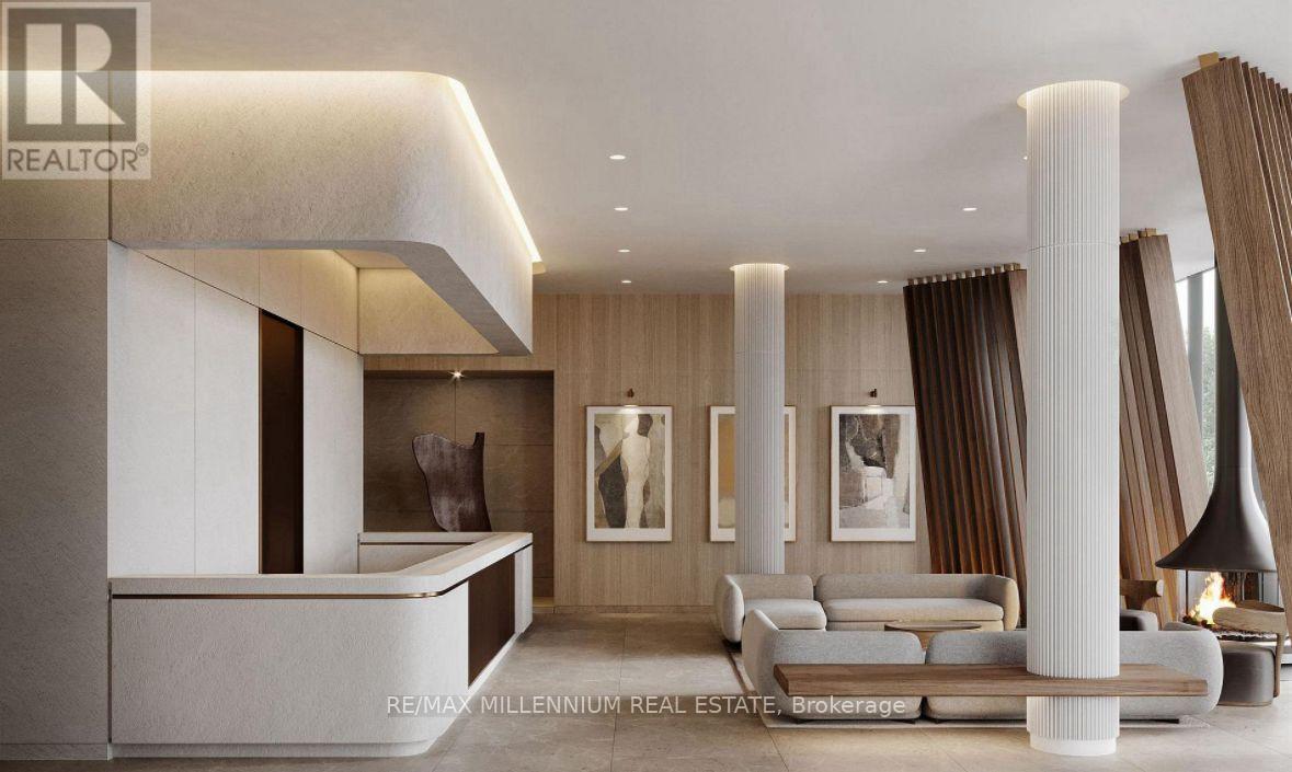 A modern living room with a white sofa, a white coffee table, and a white bathtub.