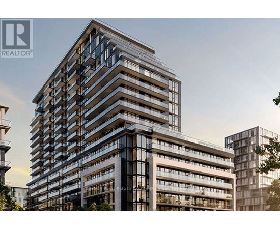 A modern multi-story building with balconies is depicted in the image.
