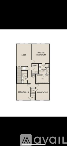 A floor plan of a two-bedroom apartment with a loft.
