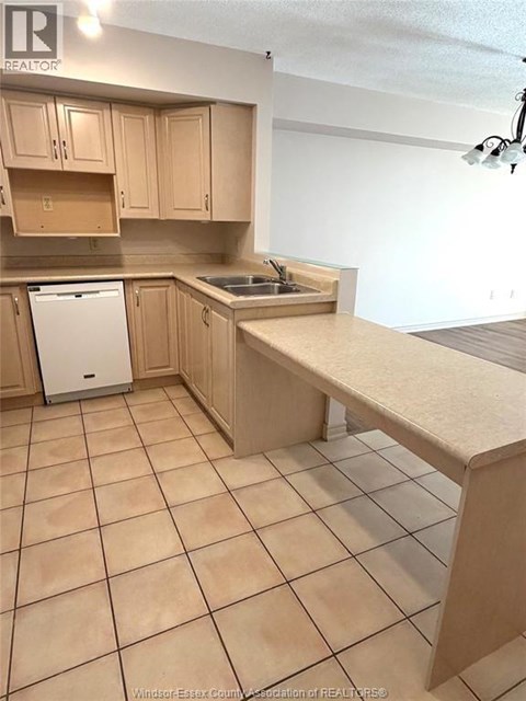 A kitchen with wooden cabinets and a dishwasher.