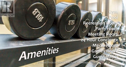 A dumbbell with the number 870 on it is on a rack with other dumbbells.
