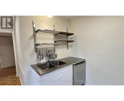A stainless steel kitchen sink with a shelf above it.