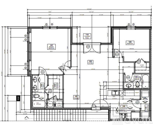 A detailed black and white architectural floor plan of a building.