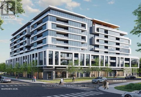 A modern multi-story building with the words "RE/MAX ULTIMATE REALTY INC." on the front.