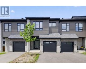 A modern two-story house with a garage and a tree in front.