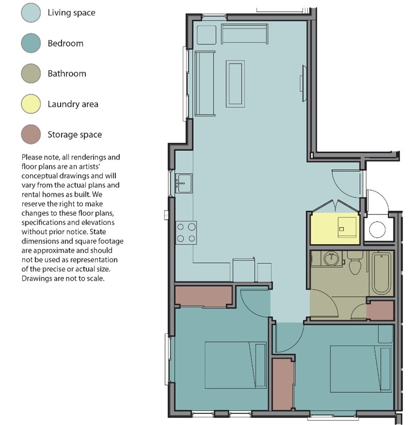 2 bed 1 bath