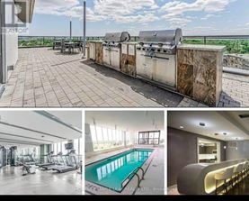 A collage of images showcasing a property for sale, including a rooftop patio, gym, swimming pool, and staircase.