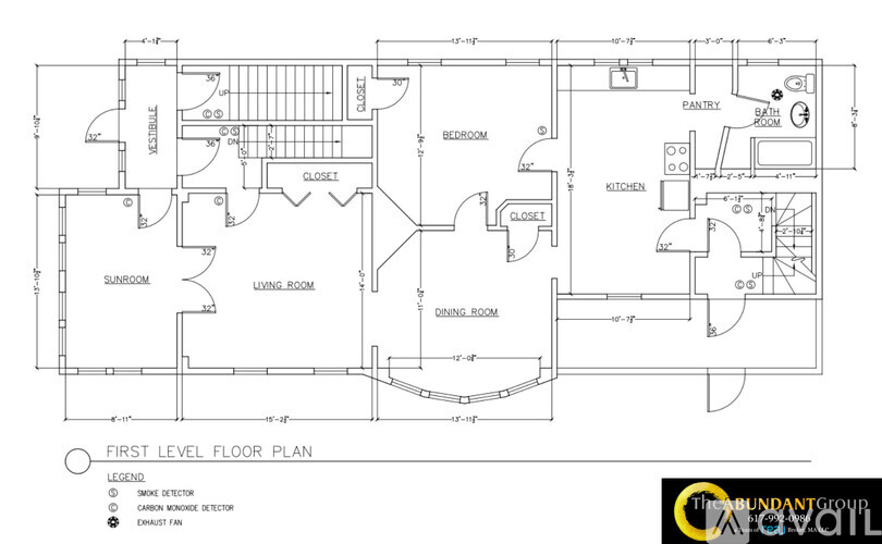 A black and white image of a first level floor plan for a building.