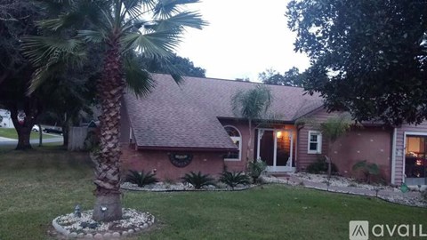 A house with a palm tree in front of it.