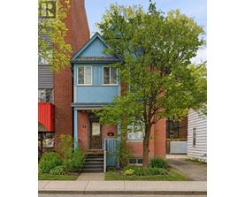A blue house with a tree in front of it.