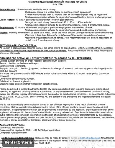 A document outlining the Residential Qualification Minimum Threshold for Criteria.