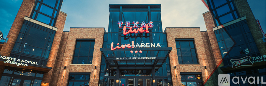 A large building with a sign that says "Texas Live! Live! Arena".
