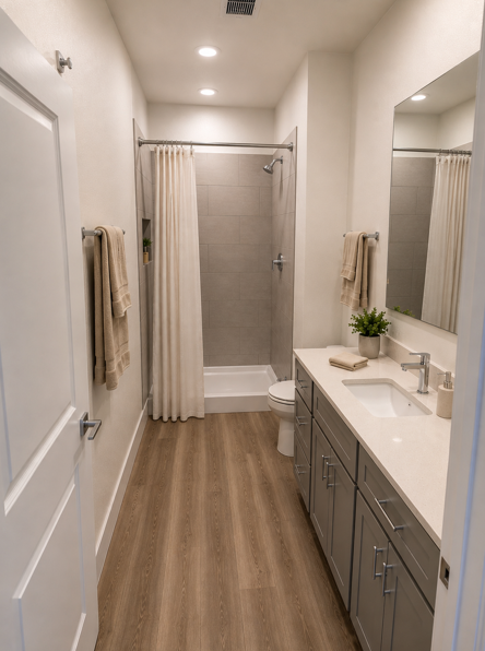 A bathroom with a white sink and a white toilet.