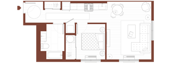 1 Bedroom, 1 Bathroom C3