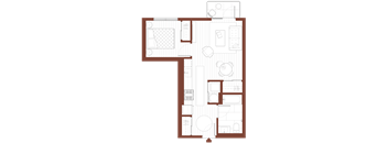 1 Bedroom, 1 Bathroom C6