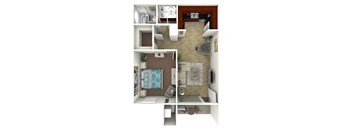 1 Bedroom, 1 Bathroom 1-B
