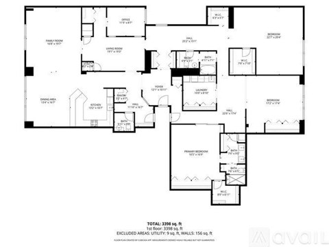 A floor plan of a house with a total area of 395 square feet, including 156 square feet of walls.