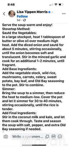 A screenshot of a recipe for Stovetop Method Sautéed Vegetables.
