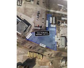 A map shows a blue area with a perimeter of 1,047.18 feet and an area of 35,068.50 square feet.