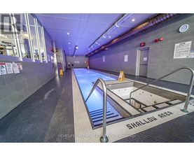 A shallow pool in a public building.