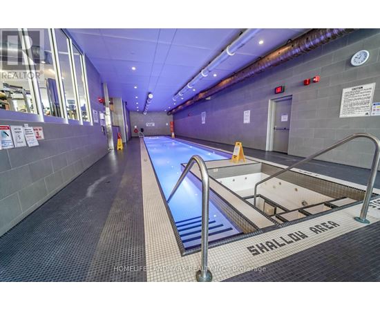 A shallow pool in a public building.