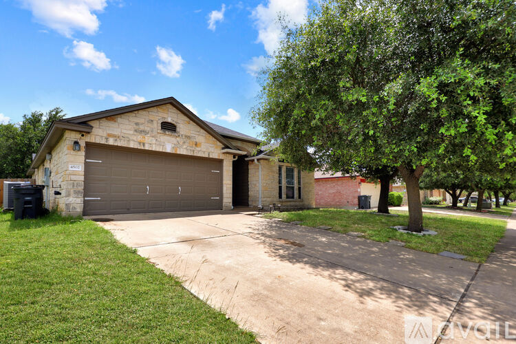 A two-car garage is attached to a house.