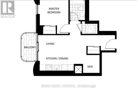A black and white image of a floor plan for a home.