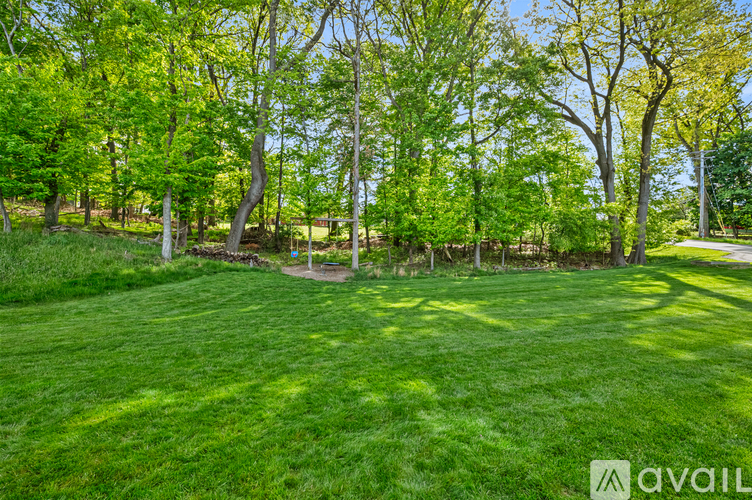 A grassy field with trees in the background.