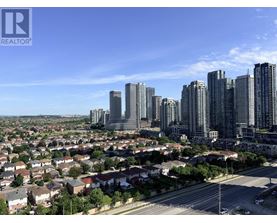 A cityscape with a mix of residential and high-rise buildings.