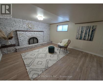 A living room with a fireplace and a chair.