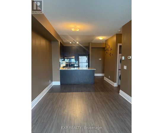 A real estate office with a counter and a window.