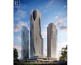 Three modern skyscrapers are shown in the image.