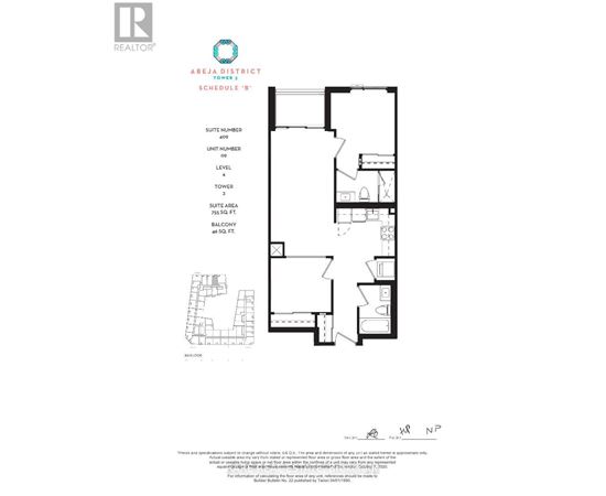 A floor plan for a suite in the Abeja District Tower 3.