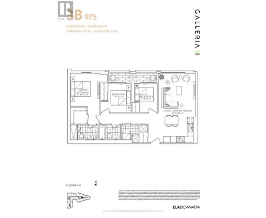 A floor plan for a real estate listing shows a 3 bedroom, 2 bathroom interior.