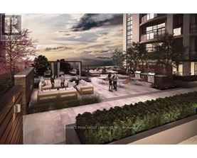 A rendering of a modern outdoor seating area with people enjoying the view.