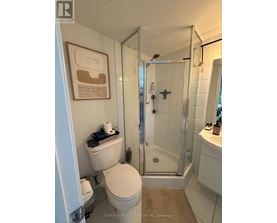 A bathroom with a toilet, sink, and shower.