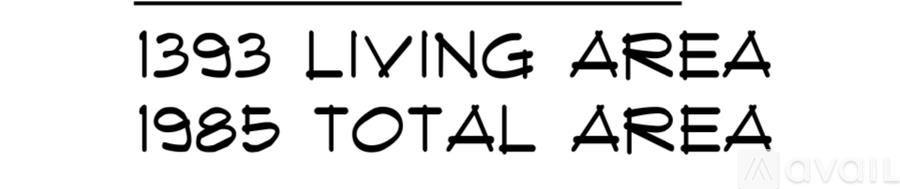 A black and white image displaying the text "1393 LIVING AREA 1985 TOTAL AREA".