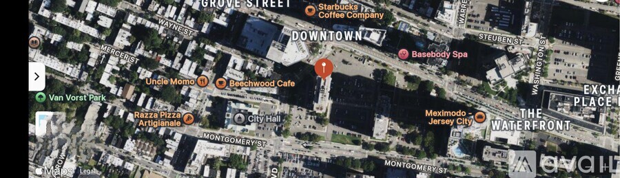 A map shows Grove Street and Montgomery Street intersecting.