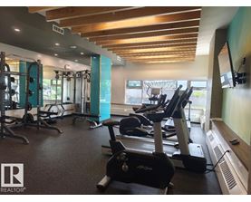 A gym with treadmills, weights, and exercise equipment.