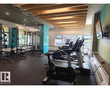 A gym with treadmills, weights, and exercise equipment.